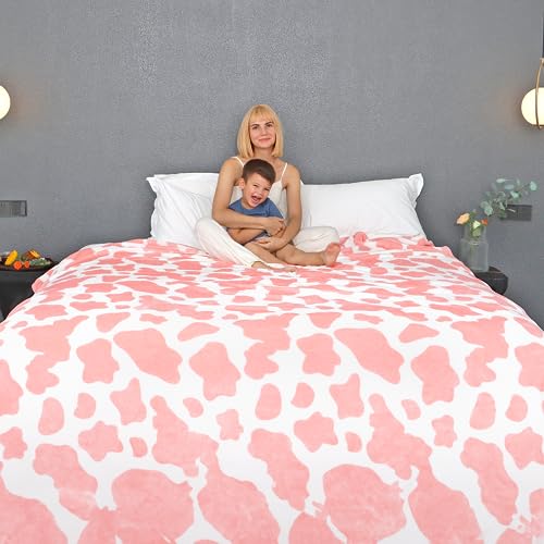 Image of Queen Blanket for Bed Couch, Pink Throw Blanket Queen /Full Size Fuzzy Fleece Throws for Women Girls, Extra Large Plush Bedding for Bedroom Living Room All Season 90 inchx90 inch