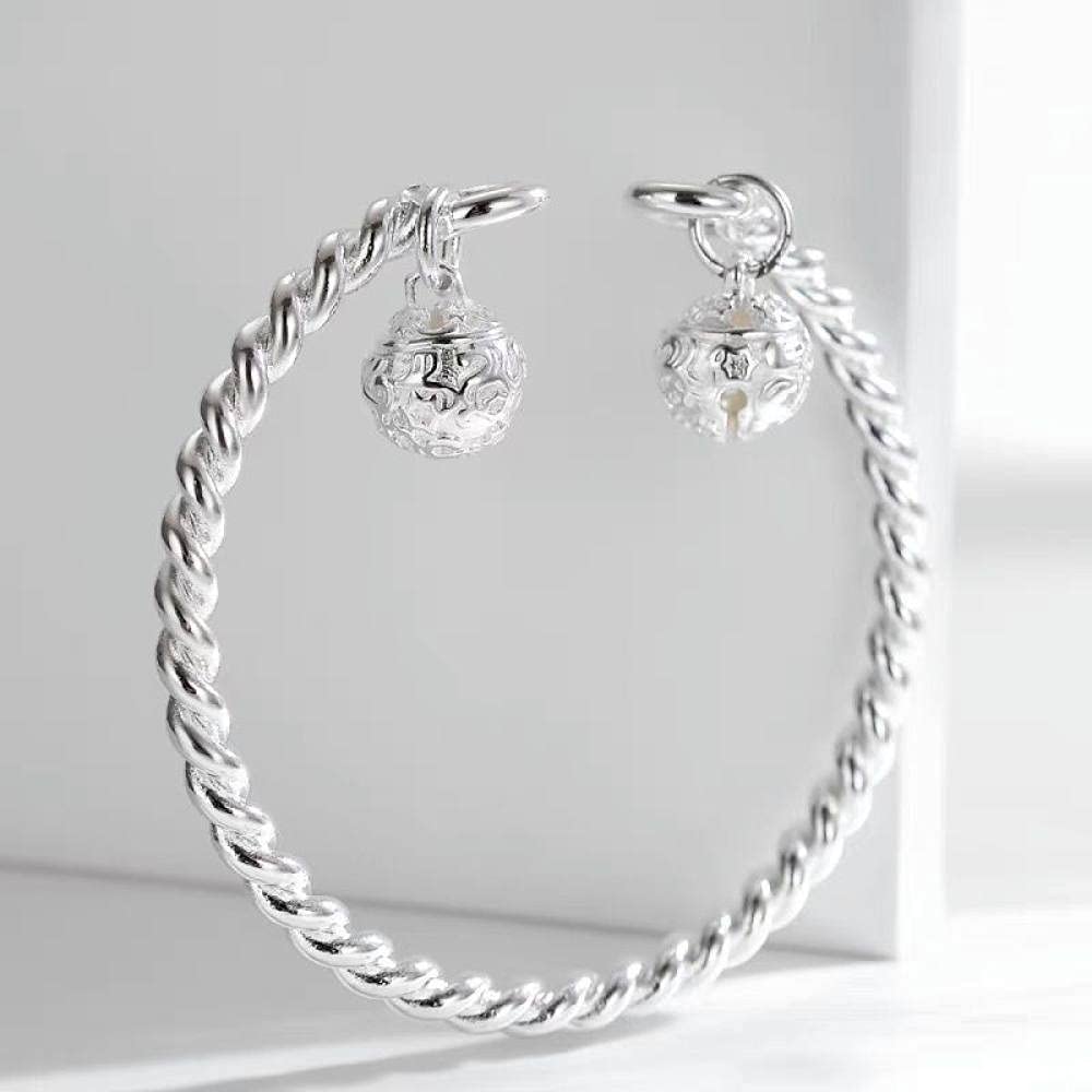Braccialetti a Catena con Polsino in Argento Sterling Moda, Bracciale in Argento 925 da Donna Bracciale con Polsino Regolabile Bracciale Intrecciato a Mano Gioielli in Argento Sterling