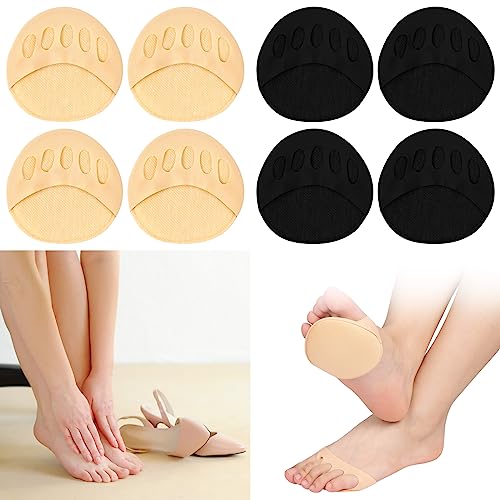LOPHE Almohadillas Metatarsianas, 4 Pares Almohadillas para Pies, Plantillas Metatarsalgia Mujer de Tela Suave Transpirable, Almohadilla Plantar para Prevención Dolor Antepié y Pie Ampollas