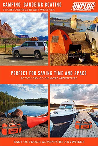 Unplug Ultimate Adventure Bag -1680D Heavy Duty Waterproof Duffel Bag for Boating, Motorcycling, Hunting, Camping, Kayaks or Jet Ski. Gets Gear Through Any Conditions (110L, Adventure Orange)