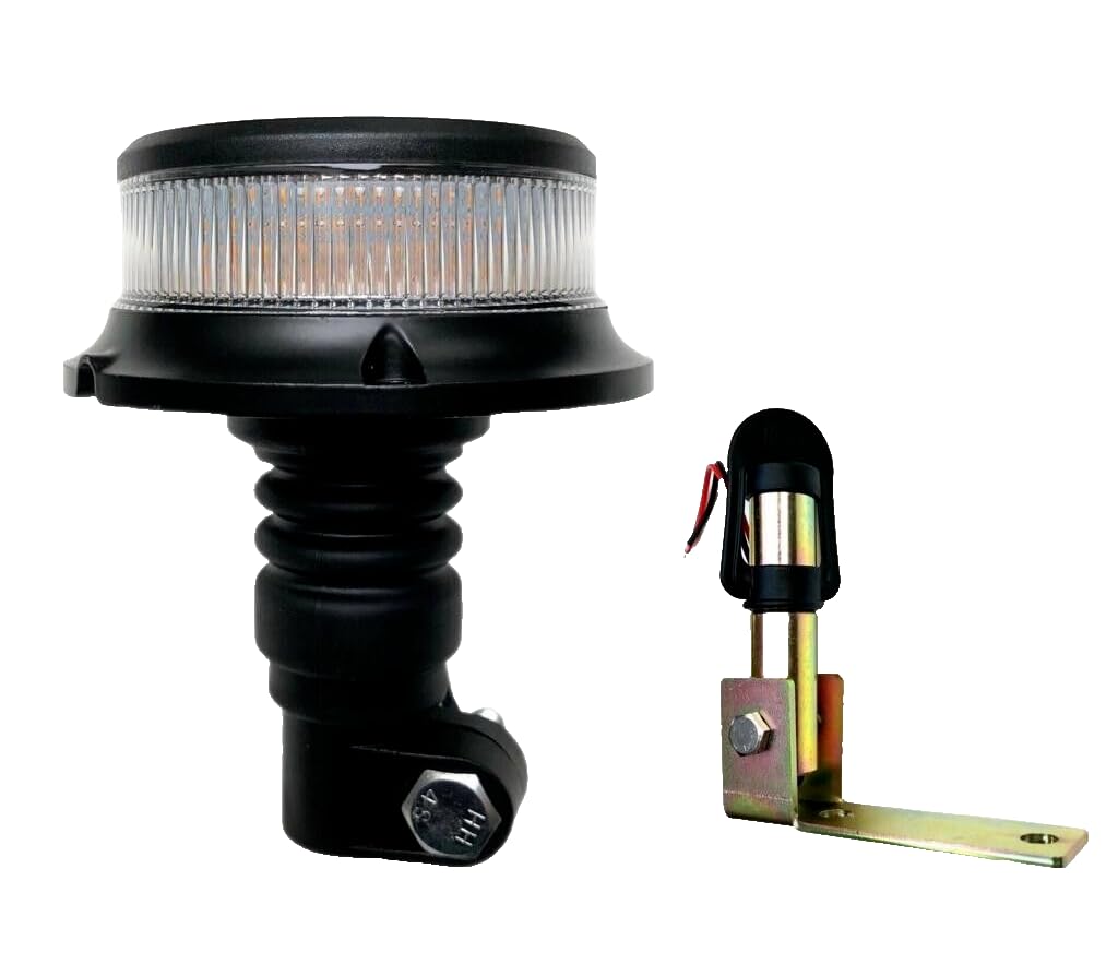 LED Warnleuchte Rundumleuchte Orange 12V–24V E9 ECE R65 R10, 18 LED, 3 Blitzmuster, DIN Aufsteckrohr K, für PKW LKW Abschleppwagen Baumaschinen Traktor