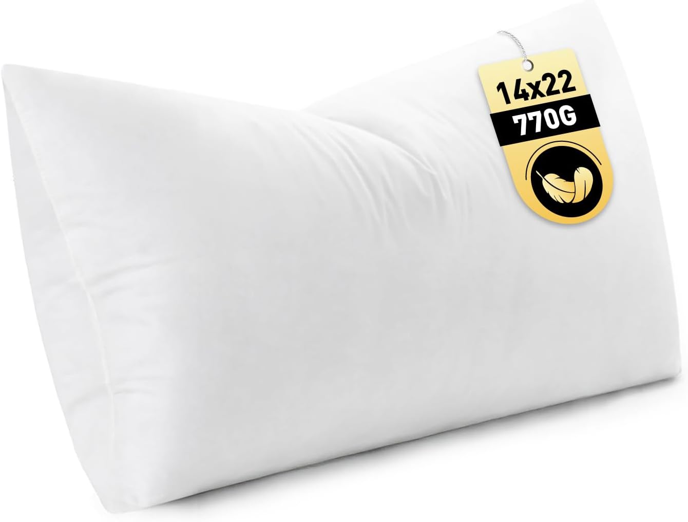 MIULEE 14x22 Inch Down Feather Pillow Insert,Fluffy and Comfy Throw Pillow with Cotton Fabric for Bed Couch and Sofa