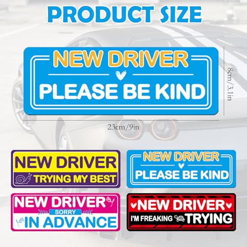 Image of 4Pcs Student Driver Magnetic Car Stickers for Beginners, New Magnetic Student Driver Stickers Signs for Car, Bumper Safety Decoration Supplies, Suitable for Students and Novices as Auxiliary Equipment