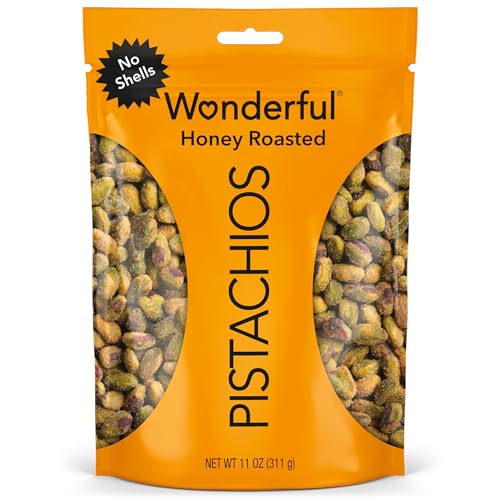 Image of Wonderful Pistachios No Shells, Honey Roasted Nuts, 11 Ounce Resealable Bag, Protein Snacks, Gluten Free, Healthy Office Snacks