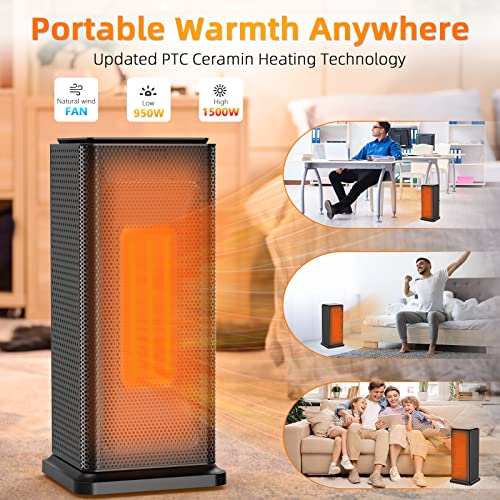 Space Heater For Indoor Use, 1500W Electric Portable Ceramic Space Tower Heater With Thermostat,Remote, Fast Quiet Heating 1-12H Timer, Oscillating Heater For Office Bedroom Desk (Black) #TOP6