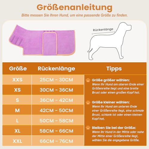 Zorela Hundebademantel, Superweicher Bademantel Hund aus Korallenvlies, Hunde Bademantel Hundehandtuch Extra Saugfähig für nach dem Bad, Strand, Pool