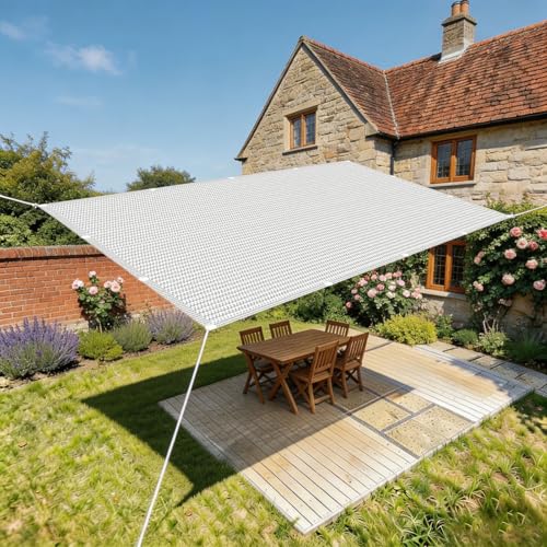 Voile d'ombrage 5.5 x 7.5 m perméable évitant les poches d'eau de pluie