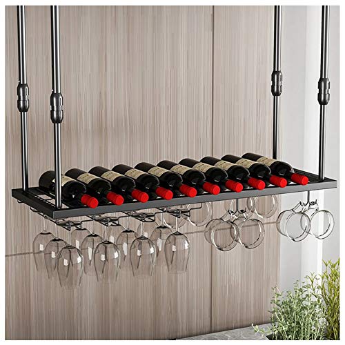 Support suspendu pour bouteilles de vin avec hauteur réglable en fer