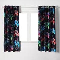 OHS 2 Panels Velvet Curtains Blackout, Gaming Print Glow In The Dark Kids Curtains Thermal Insulated Window Treatment Eyelet Curtain for Boys Bedroom Playroom 46\" x 54\", Multi