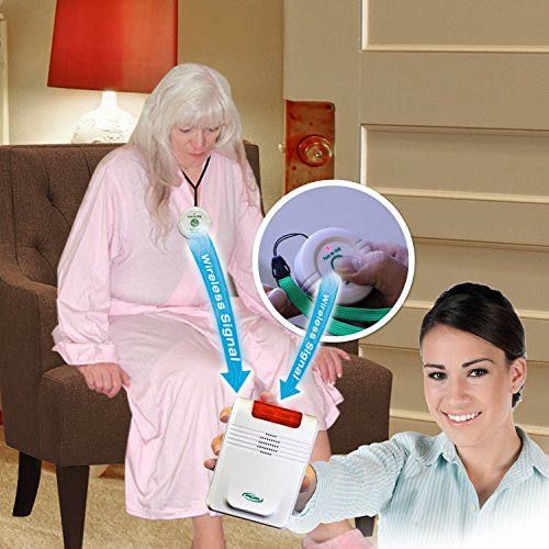 Image of Smart Caregiver Wireless Monitor with 2 Nurse Call Buttons - Cordless Monitor with Two Call Buttons Alerts Caregiver up to 300 ft Away - Know When They Need Help!