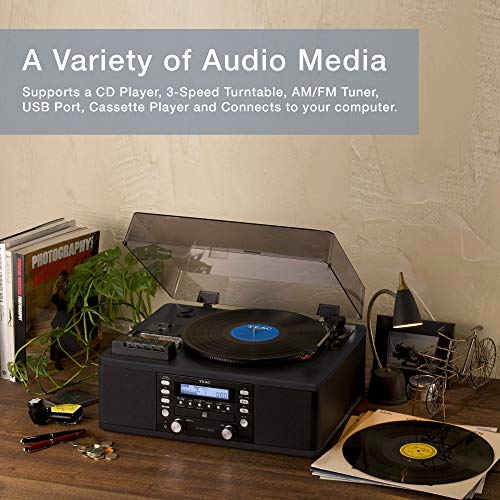 Teac LPR660USBPB LP-Cassette to CD Recorder/USB Home Theater Receiver, Black