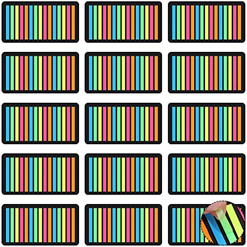 4500 Pieces Page Markers Tabs Colored Index Tabs Neon Text Highlighter Strips Flag Tabs Sticky Page Flags,15 Sets 15 Colors, for Books, Bookmarks, Notebook, Removes Cleanly