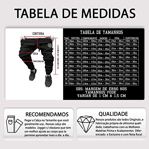 Calça Jogger Masculina Preta Versage Tamanho:42;Cor:Preto