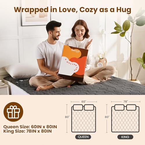 Image of Bearhug Multi-Zone Electric Heated Mattress Pad King Size, Dual Control Bed Warmer with Memory & 11 Heat Level, 1-9H Auto Off, Individual Body & Feet Settings, Deep Pocket ETL Certified, Machine Wash