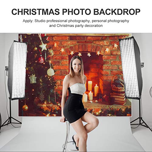 Lurrose Natal Lareira Pano de Fundo Natal Árvore Estrela Luz de Velas Decoração Vinil Foto Fundo par