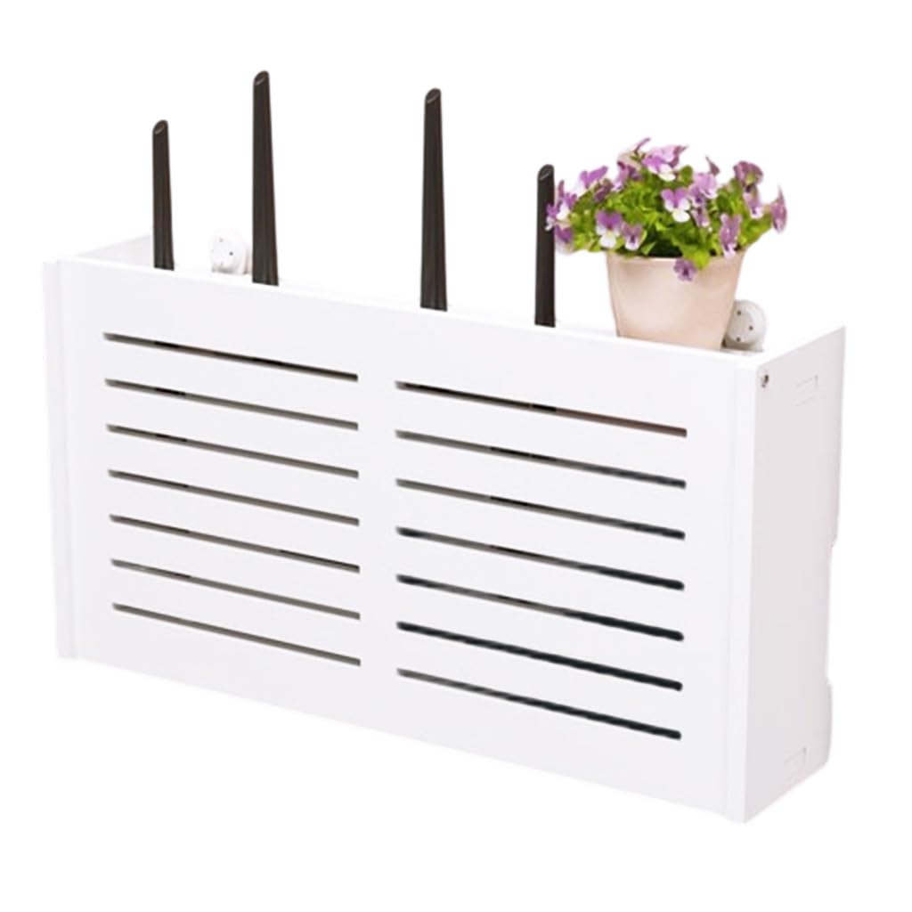HASTHIP® Wall-Mount Router Holder Box, Modern Minimalist Cutout Storage Shelf for WiFi Routers & TV Set-Top Boxes, No-Drill Router Wall Rack Organizer, 38x8.5x20cm Durable Decorative Design-image-22