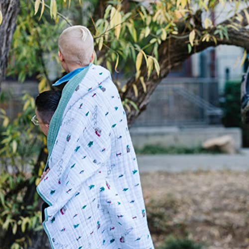 Image of Little Unicorn Muslin Quilt Blanket | 100% Cotton Soft Multi-Layered Muslin Fabric | Toddler & Baby Blanket | 47 inchx47 inch | for Nursery, Crib, Shower Gifts (Powder Party)
