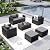 LazySunsets 6-Piece Outdoor Patio Furniture Set, Rattan Outdoor Sectional with Thick Waterproof Cushions, Wicker Ottomans & Waterproof Cover, Patio Conversation Set for Garden, Backyard, Grey