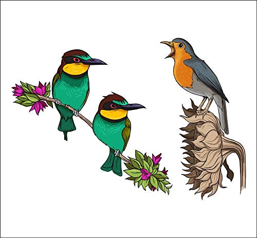 DivineDesigns Two Sparrows on Branch Wall Sticker (Cover Area :- 66 X 46 cm)| Wall Sticker for Living Room/Bedroom/Office and All Decorative Stickers-image-41
