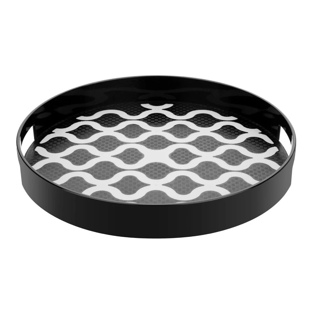 Olympia Kristallon PC Round, Non-Slip Tray with Handles 300mm - Ideal to Use in Catering or Hospitality DP664