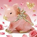 SEVENBEES Hand Painted Pig Decor Jewelry Trinket Boxes Hinged Crystal Piggy Figurines Mini Ring Earrings Jewelry Organizer Valentine Decor Gifts