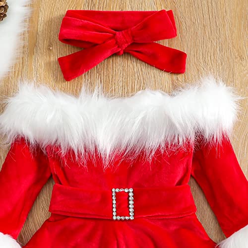 ZINTAOZT-Toddler Girls Christmas Dress Santa Claus Outfit Red Long Sleeve Princess Plush Trim Dress Velvet Xmas Party Dress4