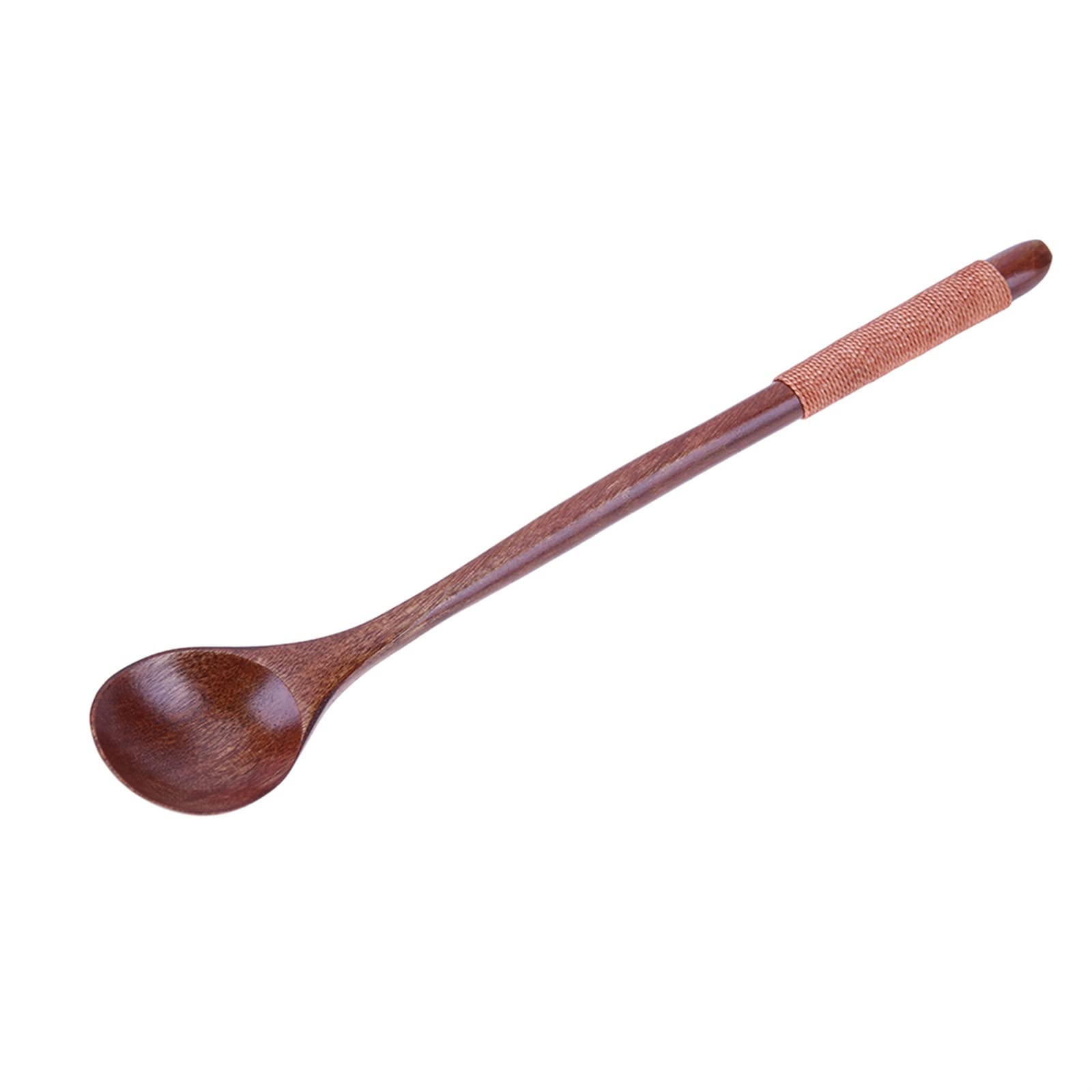 JINGYAN Cucchiaini da tè Long Handle Wooden Spoons Dessert Coffee Stirring Spoon Natural Wood