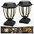 Icerona Solar Post Cap Lights, 2 Pack Outdoor Solar Post Light for 4x4 Wooden Posts, Waterproof Solar Lamp with Glass Shade for Deck Fence Patio Post Decor, Black