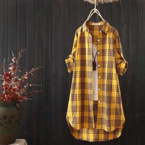 Plaid Shirts for Women Trendy Button Down Plus Size Cardigan Work Long Sleeve Loose Gingham Jackets Open Front Outfits4
