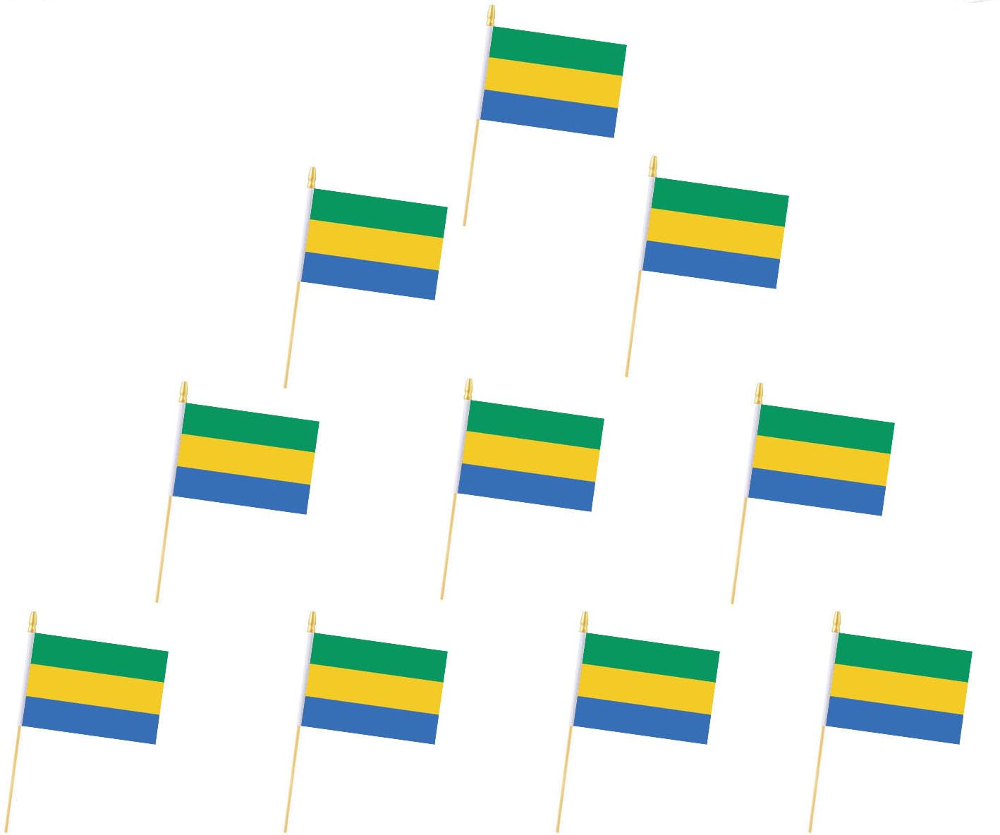 10 Pack Gabon Flags, Gabon Mini Flag Small flag, for Party, Shops and Bars Decorations, And International Day Celebrations. (Gabon) — image 1