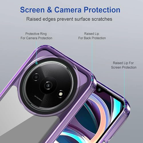 Image of Zapcase Back Case Cover for Poco C61 | Compatible for Poco C61 Back Cover | Case Cover with Camera Protection | (TPU + PC | Translucent Purple)