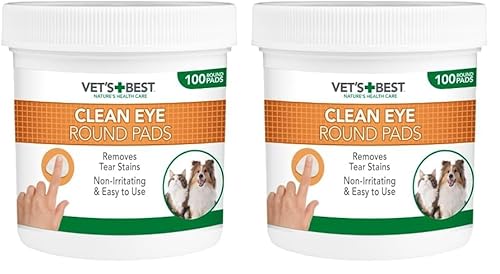 Vet's Best Almohadillas de Limpieza de Ojos Naturales para Perros 100 Unidades (Paquete de 2)