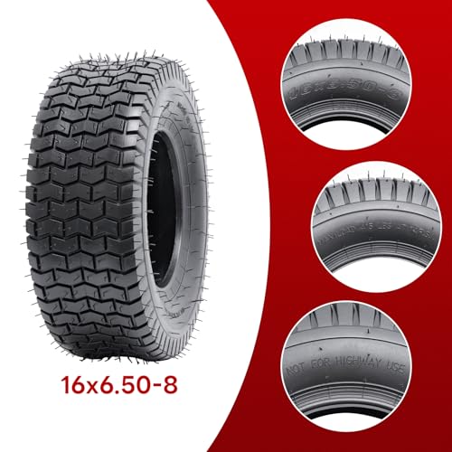 2 Pcs 16x6.50-8 Tires and 16 x 6.50-8 Inner Tubes for 4 Wheelers ATV,Quad Lawn, Mower, Wheelbarrows, Go Kart,Snow Blower, Tractors, Hand Trucks, Trolleys, Mini Bike Tires(P-095) - Image 3