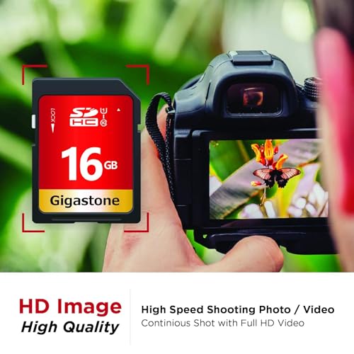 Image of GIGASTONE 16GB SD Card 50-Pack UHS-I U1 Class 10 SDHC Memory Card High Speed up to 80MB /s Full HD Video Compatible with Digital Camera, SPYPOINT TACTACAM WOSPORTS Trail Camera, with 50 Mini Cases
