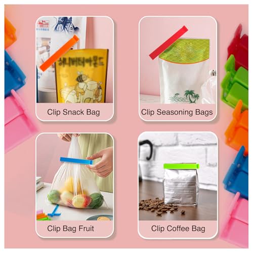 ANMOYIXIA Verschlussclips 20 Stück, Tüten Verschluss Clips Für Tüten, frischhalteclips Tütenclips Klammern 9/11cm, Bunte Clips für Verpackung (20 PCS(5 Farben))