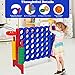 Costzon Giant 4-in-A-Row, Jumbo 4-to-Score Giant Game w/Basketball Hoop, Ring Toss, Quick-Release Slider, 42 Jumbo Rings, Indoor Outdoor Family Connect Game for Kids & Adults, Backyard Games, Red