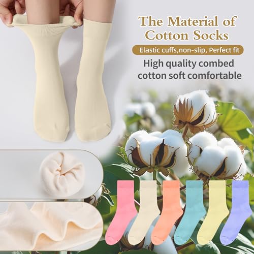 Image of Corlap Women's Thin Above Ankle Socks - 6Pairs Cotton Casual Bootie Dress Crew Socks