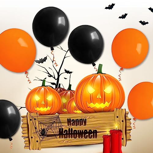 Image of Orange Balloons 100 Pack 12 inch Thicken Latex Halloween Balloons Orange Round Helium Balloon for Halloween Birthday Kids Party Weddings thanksgiving Decorations Supplies