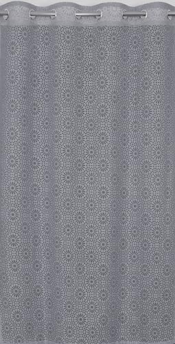 Image of Fabrilia Geometric Pattern Window Net Curtains 5 feet Long Set of 2 for Living Room /Bedroom, Grey
