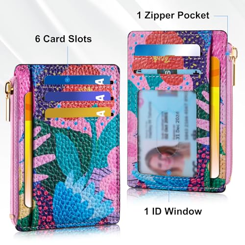 Image of Tipmile Womens Credit Card Holder Wallet, Small Slim RFID Blocking Sleeve | Mini Tiny Cute ID Case, Minimalist Zipper Pocket Wallet, Thin Coin Purse, Mothers Gift
