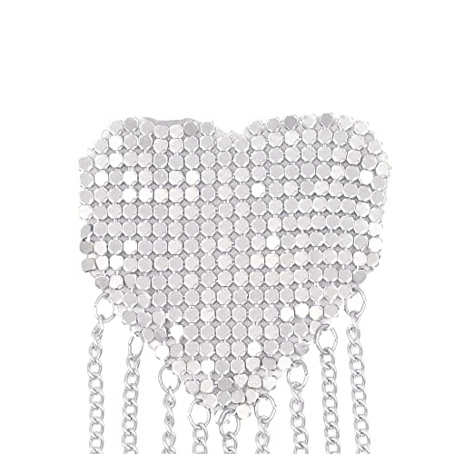 Image of ZGMYC Sparkly Rhinestones Metal Chain Nipple Cover with Tassel, Reusable Adhesive Pasties Sexy Bra Body Chain