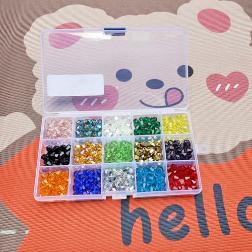 Image of 8mm Bicone Glass Beads for Jewelry Making 375pcs AB Colour Faceted Shape Colourful Crystal Spacer Beads Assortments Supplies Accessories Tools for Bracelets Necklaces with Elastic Cord