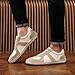 Men's Women's Skateboarding Sneakers Fashionable Lace up Casual Shoes Anti Slip and Comfortable Fitness Work Walking Flat Shoes, Khaki