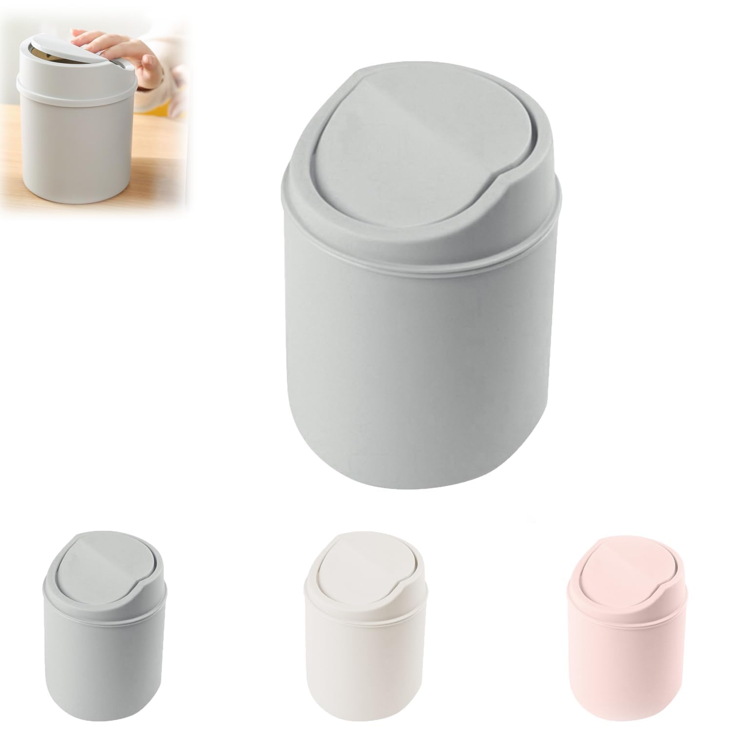 Plastic Desktop Mini Trash Can with Swing Lid 5L Small Table Top Plastic Waste Can Stylish Countertop Trashes