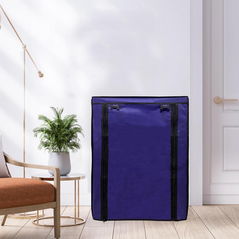 Image of Cover for Shoe Rack Home Only for 5-Layer Portable Foldable Shoe Stand Non Woven Zipper Fabric Cover Blue