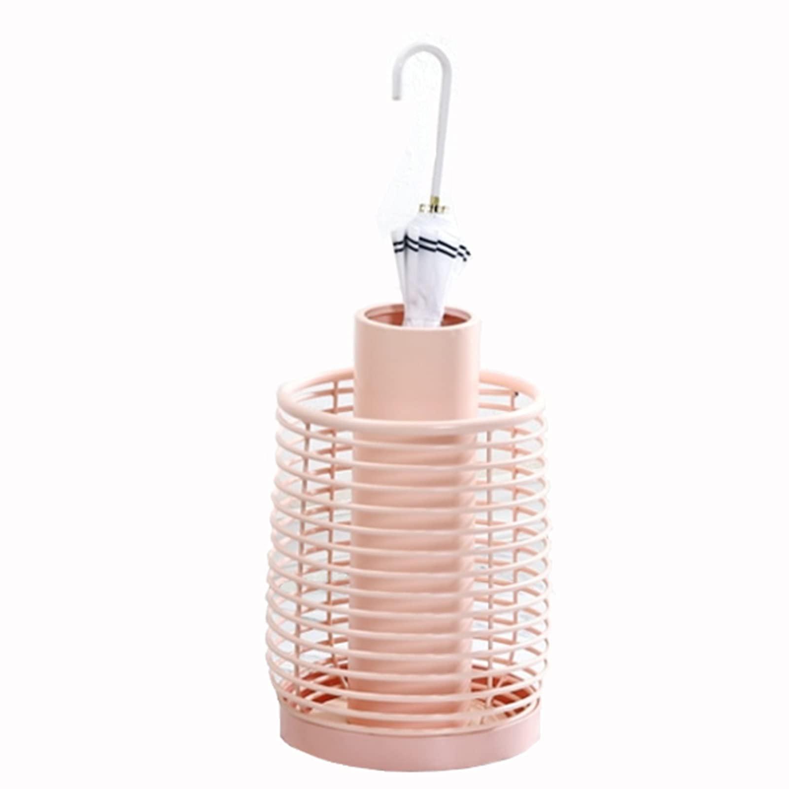Porte-parapluie rond rose dans le couloir pour un rangement esthétique