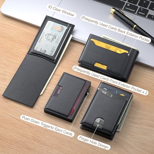 Wallet for Men, Mens Wallet with Magnetic Removable Credit Card Holder Pop Up Smart RFID Blocking Slim Leather Cash Slots ID Windows Minimalist Wallet2