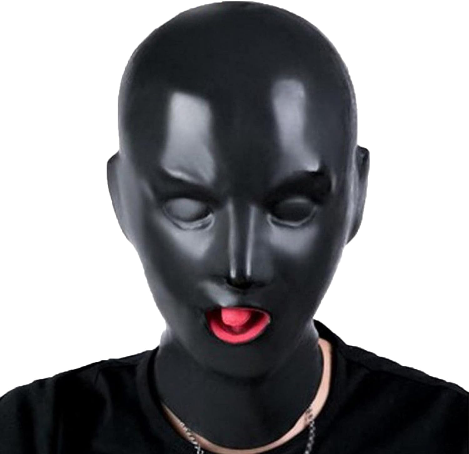 Black 3D Latex Mask Rubber Unisex Hood Red Teetch Cosplay Nasal Tube Club Sex