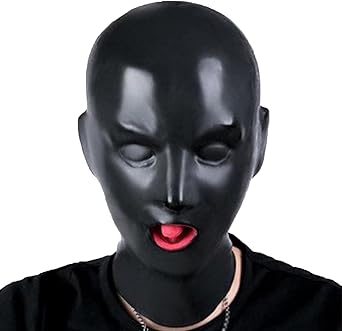 Black 3D Latex Mask Rubber Unisex Hood Red Teetch Cosplay Nasal Tube Club Sex