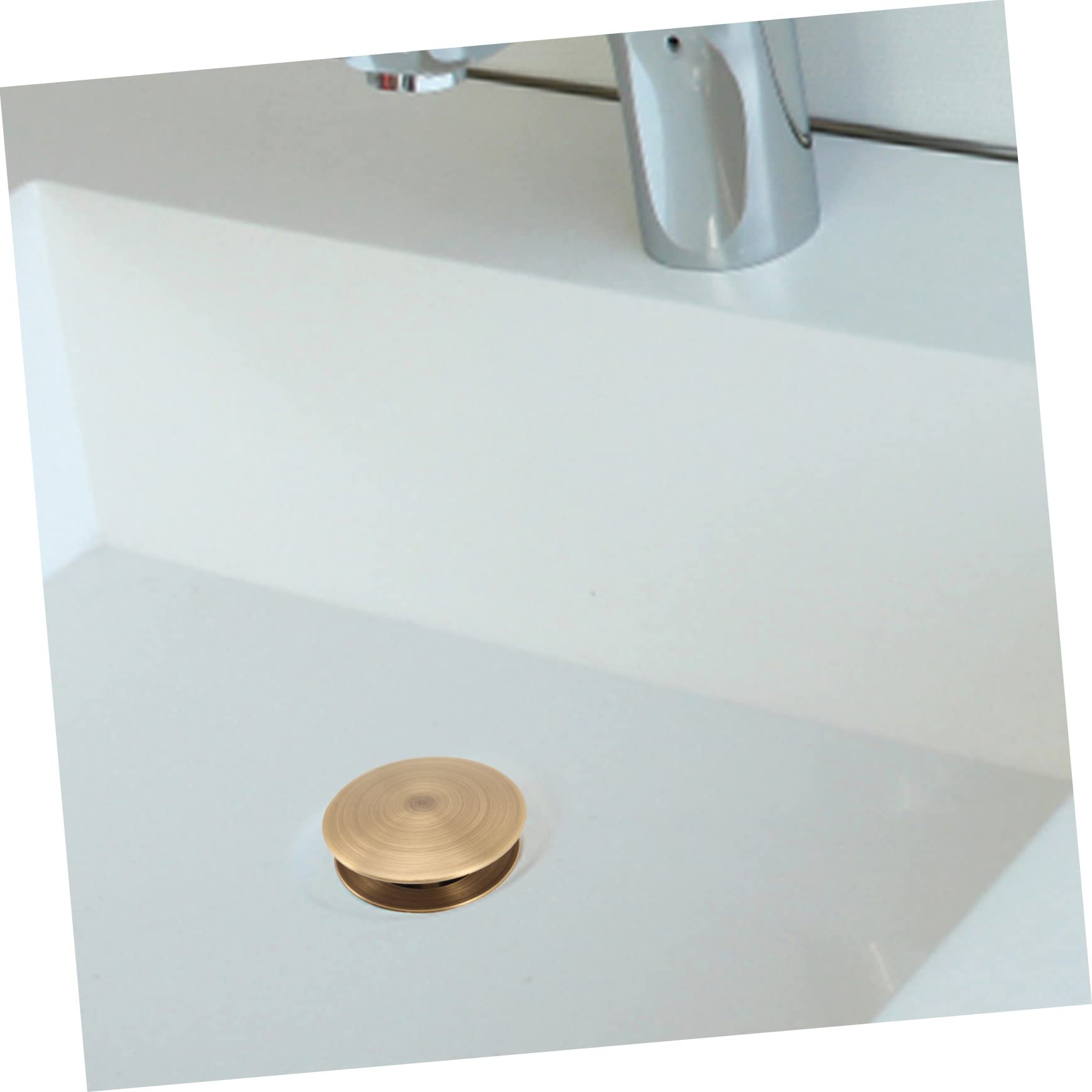 Tappo Scarico Lavabo Bagno Pop-up in Ottone Antico Filtro Scarico Lavandino Anti-intasamento, Tappo a Pressione per Lavello Foro Troppo Pieno, Accessorio Pratico per Bagno